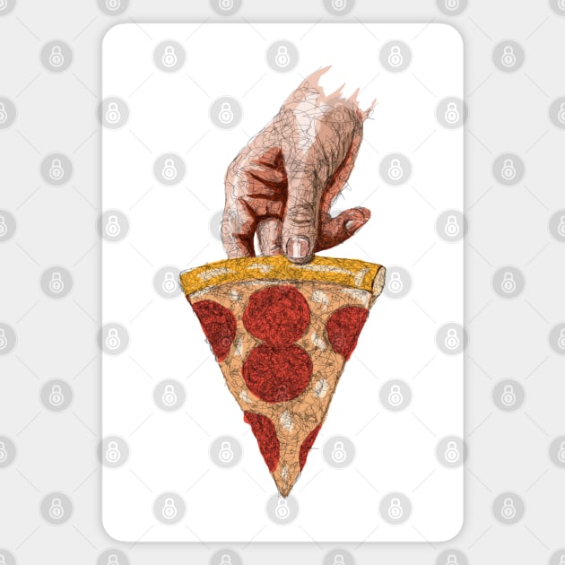Take a slice of pizza drawing with scribble art Magnet by KondeHipe